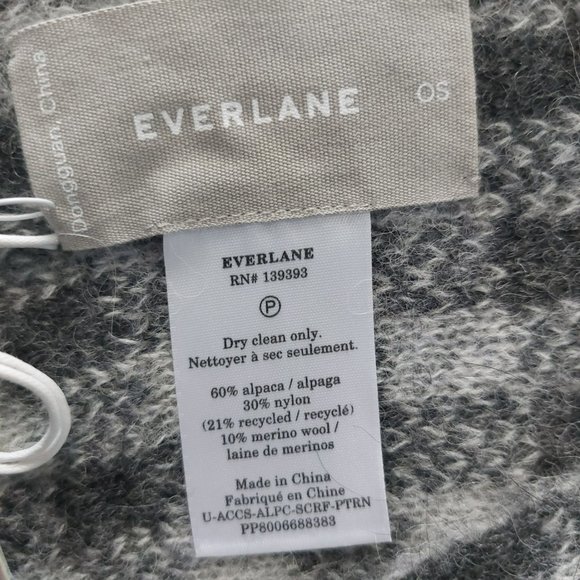 EVERLANE Scarf Alpaca Grey Check Wool Patterned Unisex New Quality Gift Luxury - Picture 3 of 6